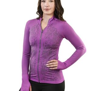 Young USA Athletic Performance Tech Stretch Zip-Up Jacket Size XL (L) Gray Pink